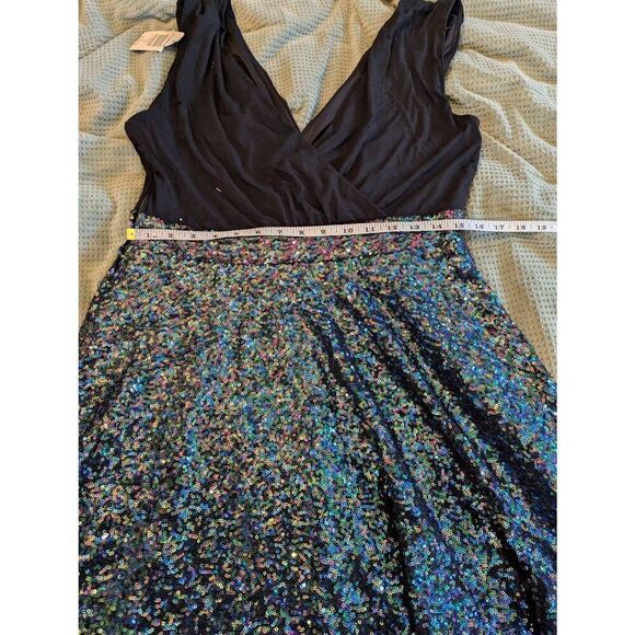 Brand New Torrid Women's 12 Black Multi Sequined Sleeveless Mini Dress A Line - Picture 6 of 6